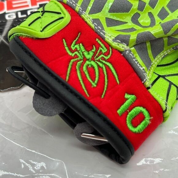 Spiderz NWT Custom Baseball Batting Gloves Lime Green Red Youth Large - Picture 8 of 10